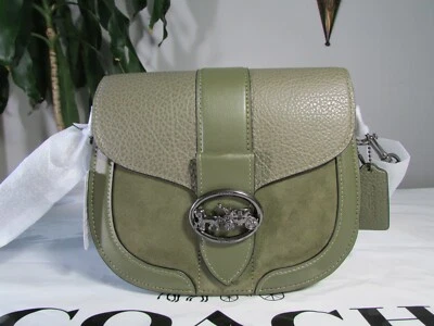 全新带标签 Coach 皮革 Georgie 马鞍斜挎包 C2805 海带 — 第 1/4 张图片
