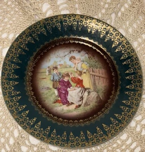 Antique Royal Vienna Beehive Portrait Plate Country Mom & Children HandPainted - Picture 1 of 6