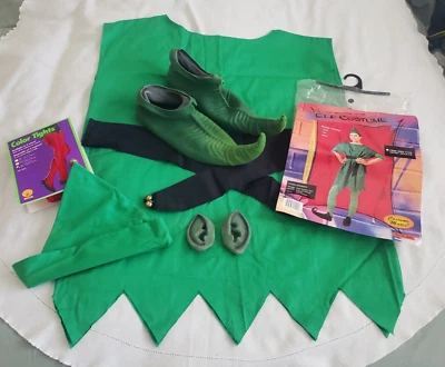 De colección Años 90 EE. UU. Adulto Navidad ELF Algodón Túnica Sombrero Faja Disfraz Medias Goma Zapato/Orejas Foto 1 de 4