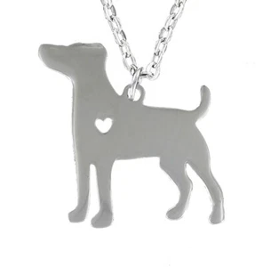 Jack Russell Terrier Halskette - Edelstahl offenes Herz Charm Hund Welpe Geschenk - Bild 1 von 4