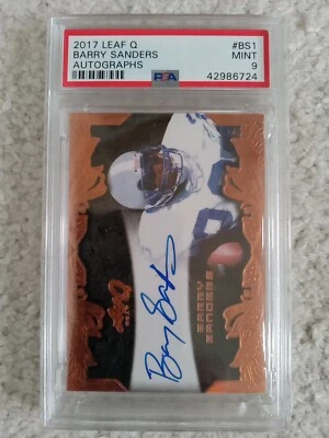 Stunning!!! RARE!!! 2017 Leaf Q Barry Sanders Auto POP 1 - Image 1 of 4