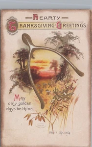 Thanksgiving Wishbone Golden Days Be Thine A/S Clapsaddle Eine Postkarte LP8 - Bild 1 von 2