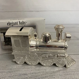 Silverplate Train Engine Bank by Elegant Baby 6" across Shower Gift - Picture 1 of 10