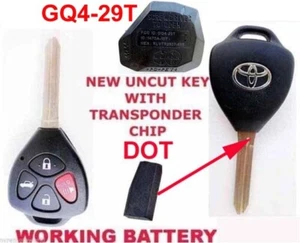 TOYOTA LOGO Corolla NEW UN CUT KEY keyless 4 button FOB remote GQ4-29T DOT chip - Bild 1 von 2