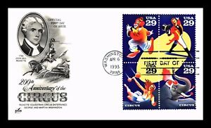 DR JIM STAMPS US COVER CIRCUS 200TH ANNIVERSARY FDC SETENANT ARTCRAFT CACHET