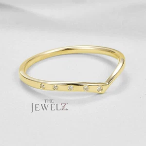 14K Gold 0,05 ctvs Reinheit VS/F-G Diamant Chevron Ring - The Jewelz - Bild 1 von 6