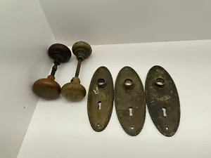 vintage brass door knobs & Door Plates - Picture 1 of 9