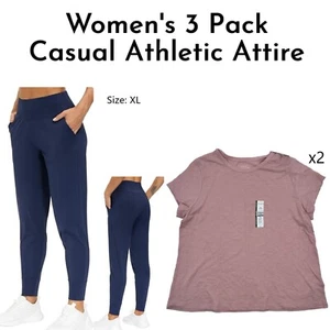 Women's Outwear 3 Piece Casual Athletic Attire, 2 Tee & Jogger Pants Set Size XL - Picture 1 of 3