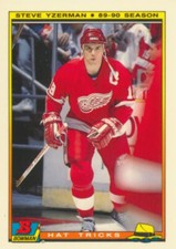 1990-91 Bowman Tiffany HAT TRICKS #5 STEVE YZERMAN - Detroit Red Wings