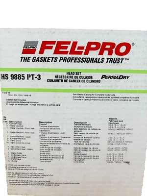 Juego de juntas de culata Fel-Pro HS 9885 PT-3 PARA FORD 3.0L TAURUS WINDSTAR OHV HS9885PT3 Foto 1 de 3