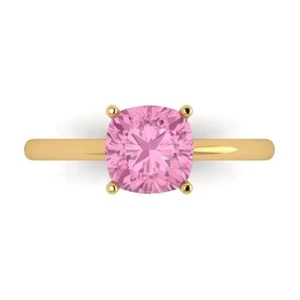 2 tcw Cushion Cut Engagement Ring for Women, 14K Yellow Gold Pink Promise Ring - Picture 1 of 11