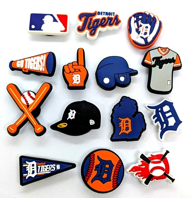 DETROIT TIGERS SHOE CHARMS (14pcs) Baseball Cool Gift Accessories Set Lot - Image 1 of 4