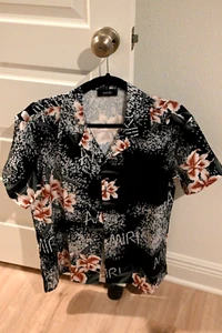 Black Amiri Hawaiian Cabana Shirt Size Large Worn one time! - Picture 1 of 15