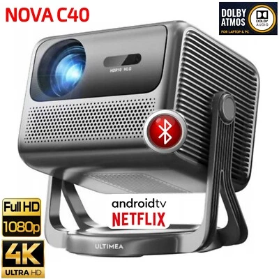 Nova-C40 Beamer Android TV 11.0, Tragbarer Projektor mit 90° Gimbal, 4K Heimkino - Bild 1 von 4
