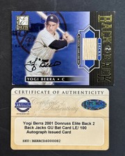 Yogi Berra 2001 Elite Back 2 Back Jacks Bat Card auto #8/100 Steiner Signed 1/1