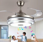 42"Remote Invisible Ceiling Fan Light LED Lamp Chandelier+Bluetooth Music Player