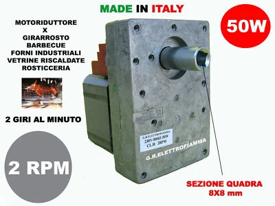 MOTORE MOTORIDUTTORE PER GIRARROSTO POTENTE 50W 2RPM BARBECUE ASTA SPIEDO FORNO - Immagine 1 di 3