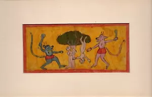 Indian Folk Miniature, punishment scene? - Picture 1 of 2