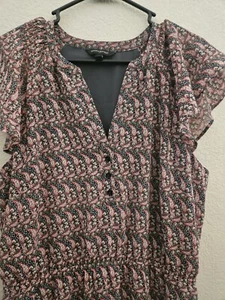 Banana Republic Freizeithemd Taille Flattern Ärmel Kleid Paisley Druck ~ SCHÖN - Bild 1 von 8