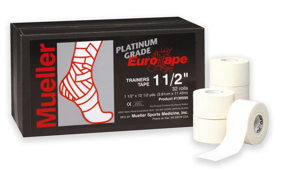 6 x Eurotape Platinum 3,8 cm x 11,4 m!!!, Farbe: weiß. Mueller Sporttape