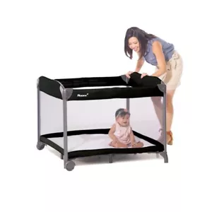 Joovy Room2 Large Portable Playpen, Babies & Toddlers, 10 sq ft, Black, Open Box - Picture 1 of 6