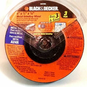Black & Decker 33672W3 Orange 4" x 1/4" x 5/8" A24R Metal Grinding Wheel 3 Pack - Bild 1 von 1