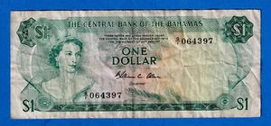 Bahamas $1 1974 P-35b Circulated Note - Queen Elizabeth Portrait Q/1 064397 - Picture 1 of 3