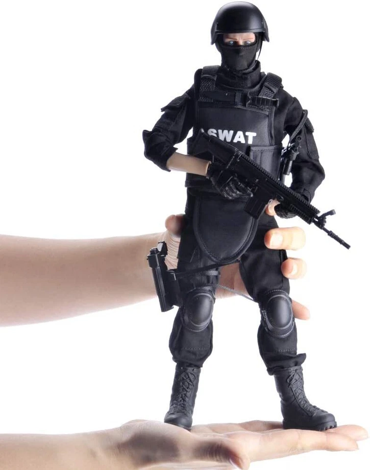 1/6 Soldier Action Figure 12" SWAT Black Uniform Model Military Army Suit Toys - Image 1 of 4