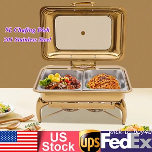 Juego de 9 L Plato de Frotamiento Buffet para Catering Fiestas Buffets Estufa Preservación del Calor - Imagen 1 de 20