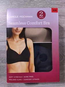Pack de 2 sujetadores Carole Hochman medianos cómodos sin costuras beige negro para mujer - Imagen 1 de 4
