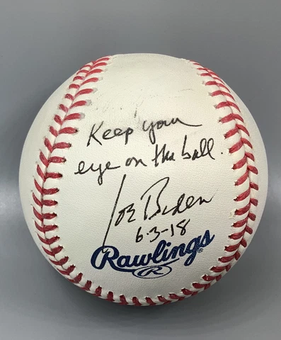 President Joe Biden Signed Autographed Baseball Om lab With Inscription Coa Cover