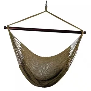 Algoma Hanging Chair 44" Polyester Rope Hardwood Spreade Soft Comfortable Tan - Picture 1 of 4