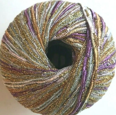 Hilos Euro GLAMOUR #9 Púrpura Gris Plata Dorado Cinta Metálica Hilo Madeja DK Foto 1 de 3
