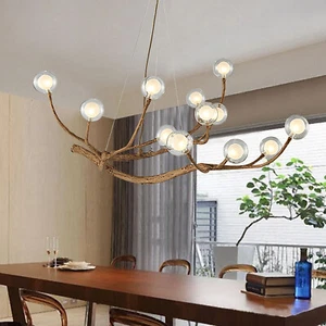 Retro LED Glass Ball Chandelier Tree Branch Pendant Glass Bubble Lampshade USA - Picture 1 of 23