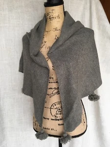 Gray Chunky Weave Wool Blend Shawl Scarf with Tassels from Poetry - Picture 1 of 11
