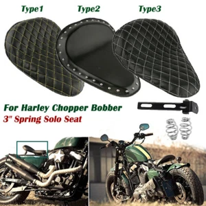 Leather Motorcycle 3" Spring Driver Solo Seat Bracket For Harley Chopper Bobber - Picture 1 of 46