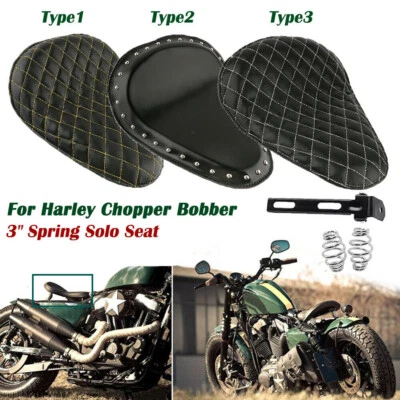 Leather Motorcycle 3" Spring Driver Solo Seat Bracket For Harley Chopper Bobber - Image 1 of 4