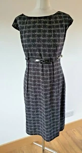 CALVIN KLEIN ELEGANT GREY BELTED DRESS SMART WORK BUSINESS UK 16 US 12 - Picture 1 of 9