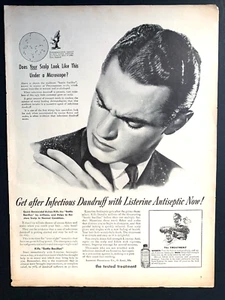 Anuncio impreso antiséptico Listerine 1945 13 pulgadas x 10 pulgadas caspa en los hombros - Imagen 1 de 1
