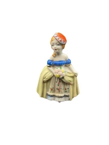 Figurina Vintage 4" Donna che tiene fiori Occ Giappone - Foto 1 di 6