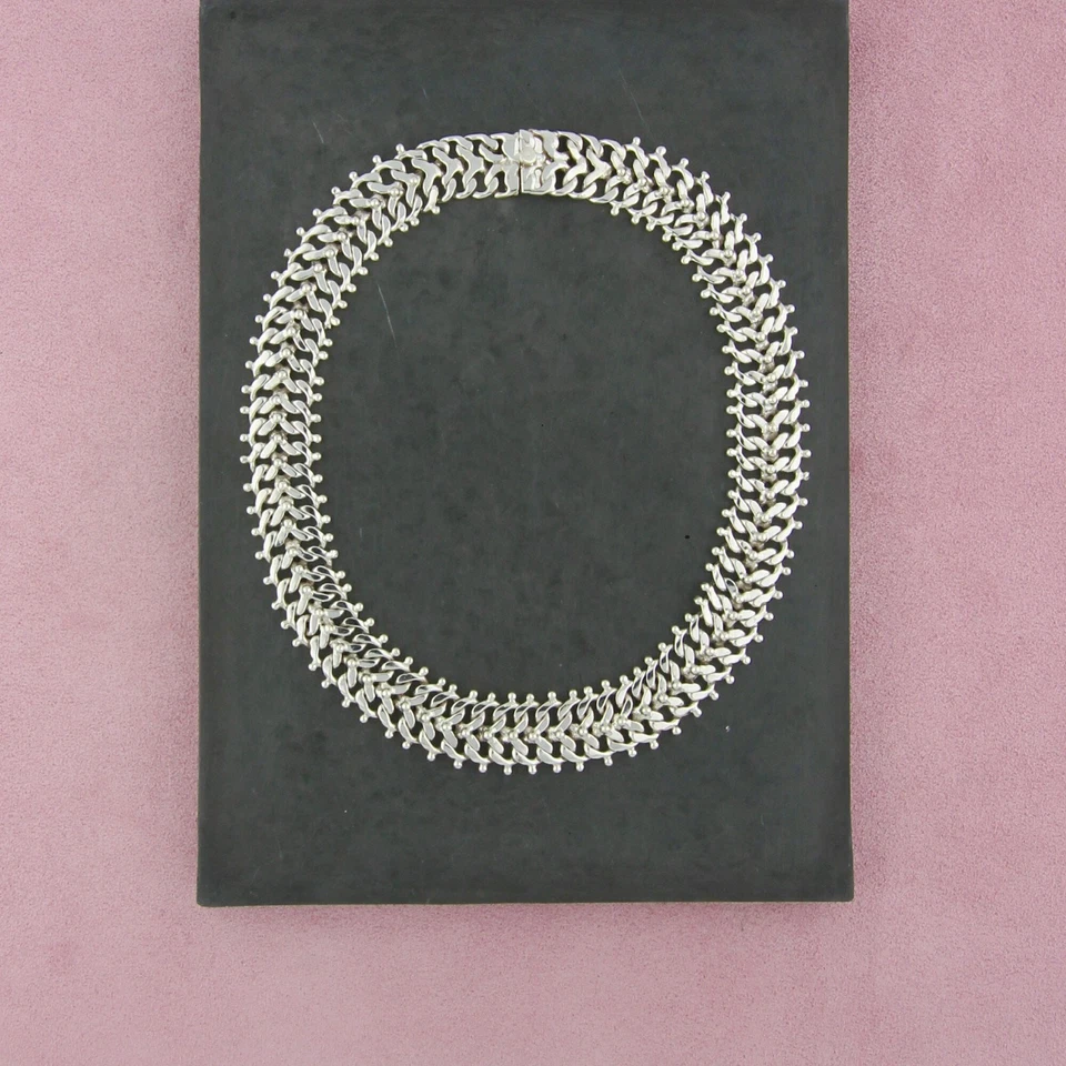 Taxco México Plata Esterlina Vintage Cuentas Cola de Pescado Collar Collar Talla 15 pulgadas Foto 1 de 3