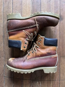 Stivali da lavoro vintage made in USA Timberland's 9 uomo pelle marrone utility classici - Foto 1 di 8