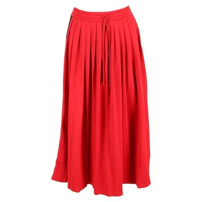 Gucci Contrast Stripe Pleated Midi Skirt in Red Polyester — 第 1/3 张图片
