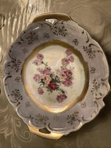 Bavaria England Gold/Ctr Edges Multicolored Decorated Wall Plate Butterfly Roses - Picture 1 of 6