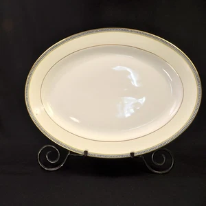 Noritake Marseilles Platter Medium 13 5/8" X 10 1/2" Blue Bands Gold 1918-1921+ - Picture 1 of 12