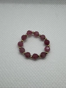 2MM Pink Tourmaline Faceted Round Beads Stretchable, 14k Yellow Gold Spacers - Picture 1 of 11