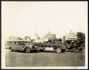 Historischer 1925 8x10: 1901 Mack Bus & neues Modell mit Lang Body & 1890 Lang Coach - Bild 1 von 7