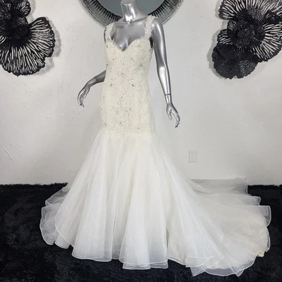 NWT~$1850~SOPHIA TOLLI~8/10~IVORY LACE EMBROIDERED MERMAID TRUMPET WEDDING DRESS - Image 1 of 4