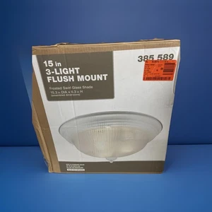 Hampton Bay 15 in. 3-Light White Dome Flush Mount with White Glass Shade 385589 - Picture 1 of 4