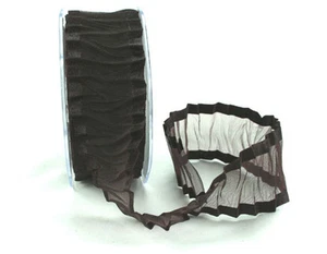 Chocolate Crinkled Satin Edge Organza Ribbon 38MM Wide - Picture 1 of 1
